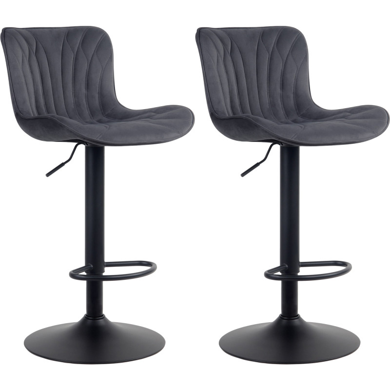 Ensemble de 2 tabourets de bar Linus en velours noir