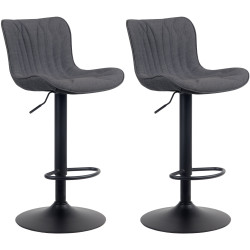 Ensemble de 2 tabourets de bar Linus, tissu noir