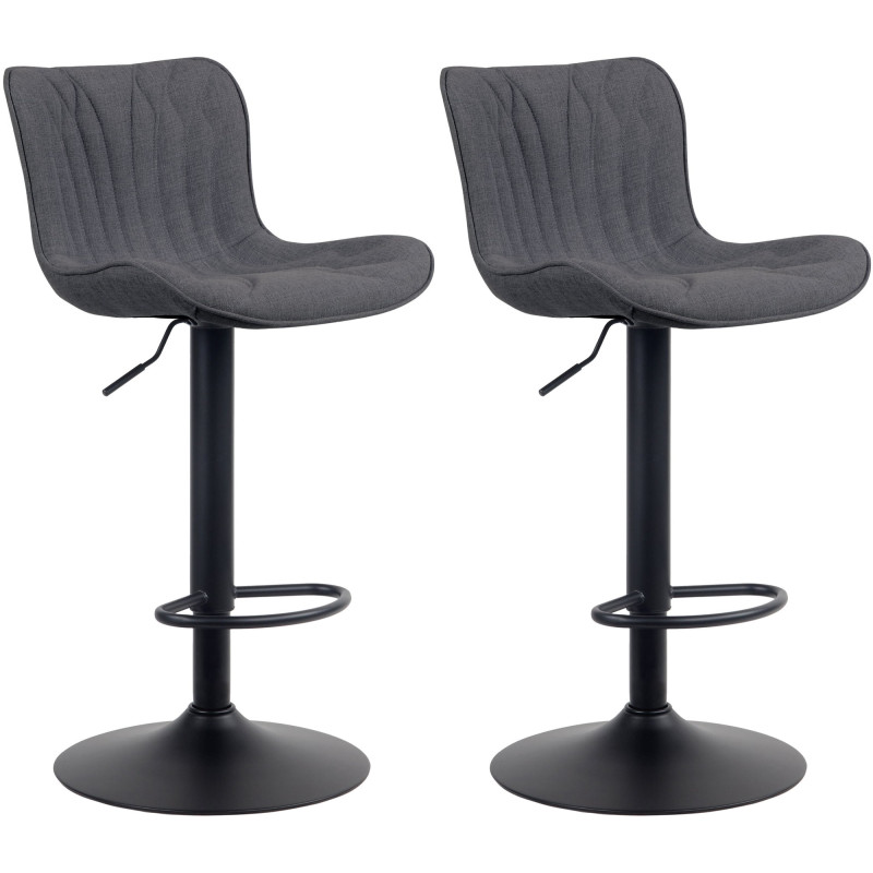 Ensemble de 2 tabourets de bar Linus, tissu noir