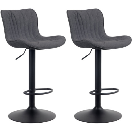 Set di 2 sgabelli da bar Linus, tessuto nero