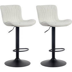 Ensemble de 2 tabourets de bar Linus, tissu crème