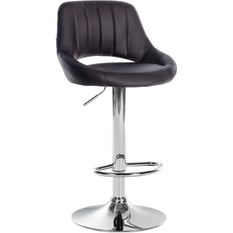 Tabouret de bar Milet, similicuir, chromé, marron