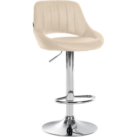 Tabouret de bar Milet, similicuir, chrome, crème