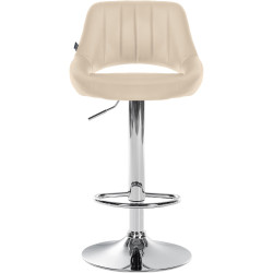 Tabouret de bar Milet, similicuir, chrome, crème