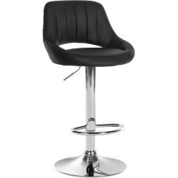 Tabouret de bar Milet, similicuir, chrome, noir