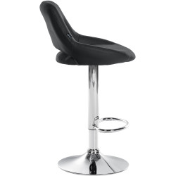 Tabouret de bar Milet, similicuir, chrome, noir