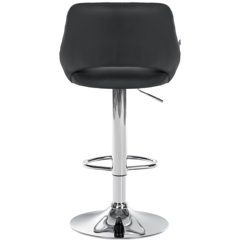 Tabouret de bar Milet, similicuir, chrome, noir