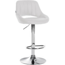 Tabouret de bar Milet, similicuir, chrome, blanc