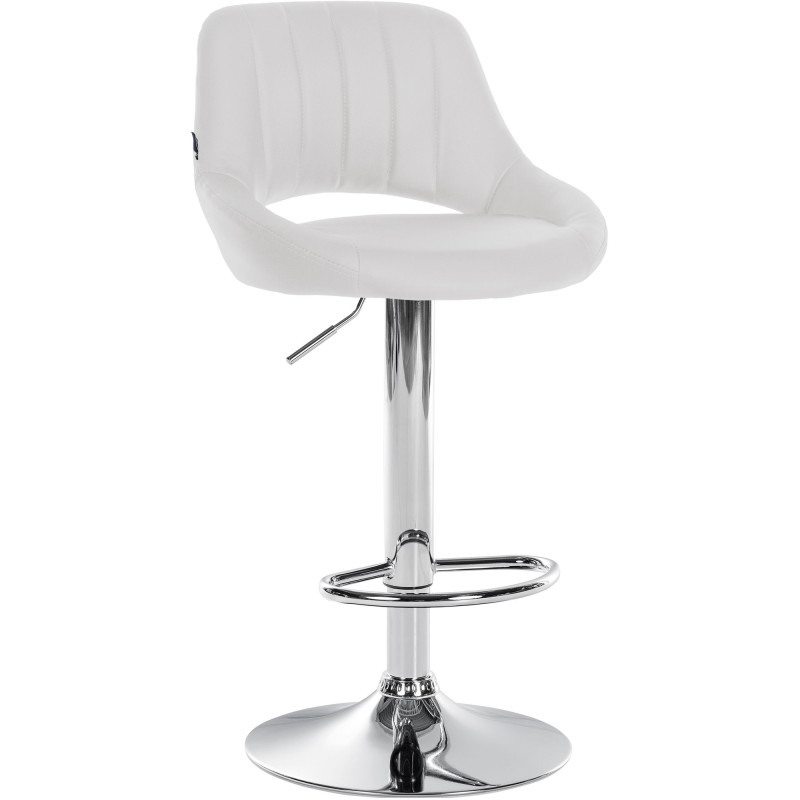 Tabouret de bar Milet, similicuir, chrome, blanc