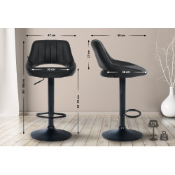 Tabouret de bar Milet, similicuir, noir