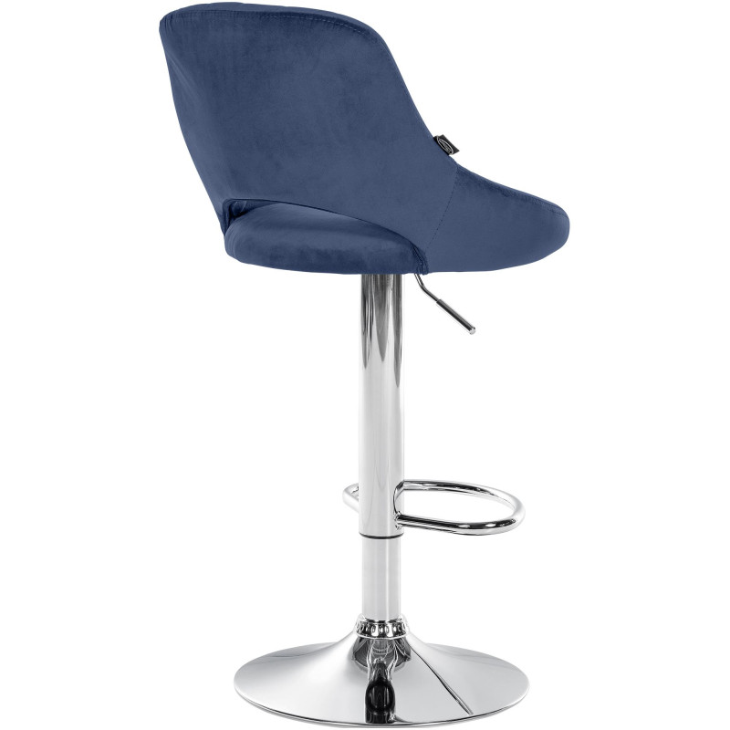 Tabouret de bar Milet en velours, chromé, bleu