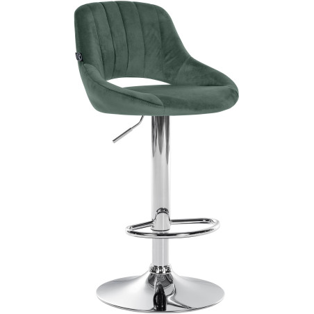 Tabouret de bar Milet, velours, chrome, vert