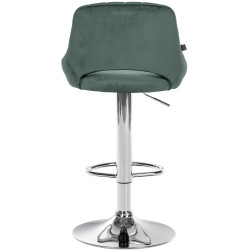 Tabouret de bar Milet, velours, chrome, vert