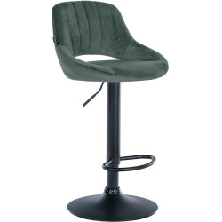 Tabouret de bar Milet en velours, noir/vert