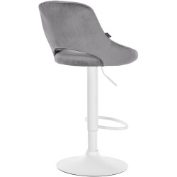 Tabouret de bar Milet, velours, blanc/gris foncé