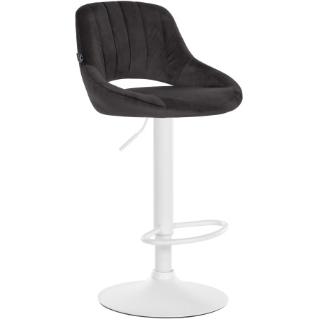 Tabouret de bar Milet en velours, blanc/noir