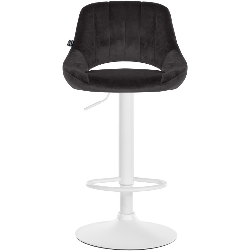 Tabouret de bar Milet en velours, blanc/noir