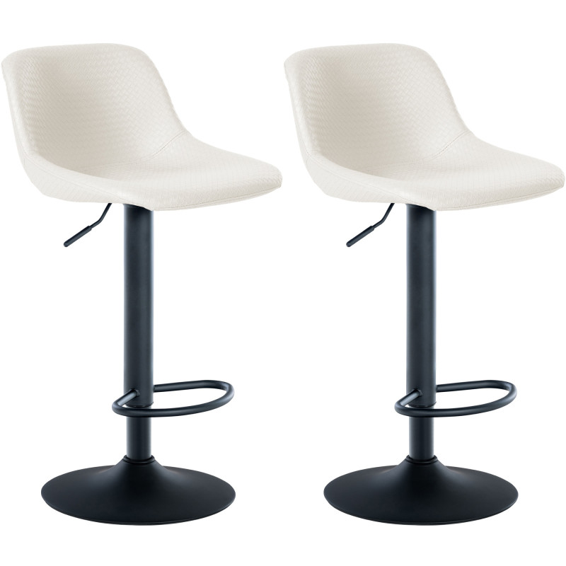 Juego de 2 taburetes de bar tipo loft, de piel sintética, color crema
