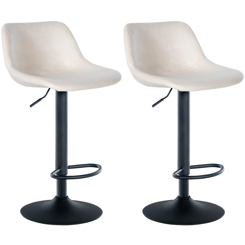 Ensemble de 2 tabourets de bar, style loft, velours, crème