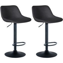Set di 2 sgabelli da bar, stile Loft, velluto, nero