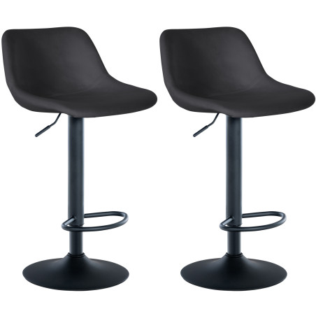 Set di 2 sgabelli da bar, stile Loft, velluto, nero