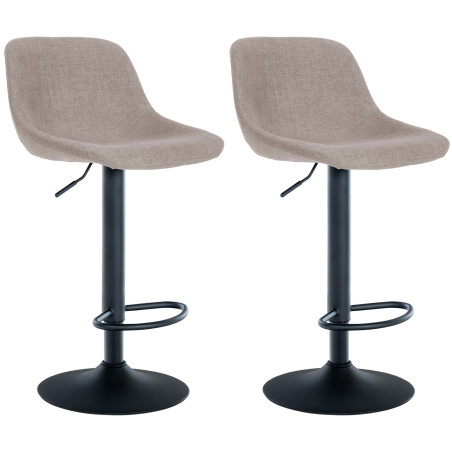 Ensemble de 2 tabourets de bar, tissu Loft, taupe