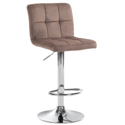 Tabouret de bar Peru, velours, chrome, marron