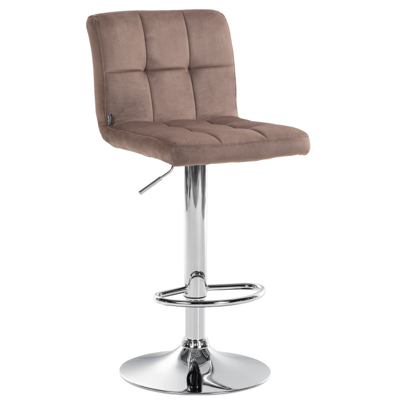 Tabouret de bar Peru, velours, chrome, marron