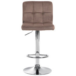 Tabouret de bar Peru, velours, chrome, marron