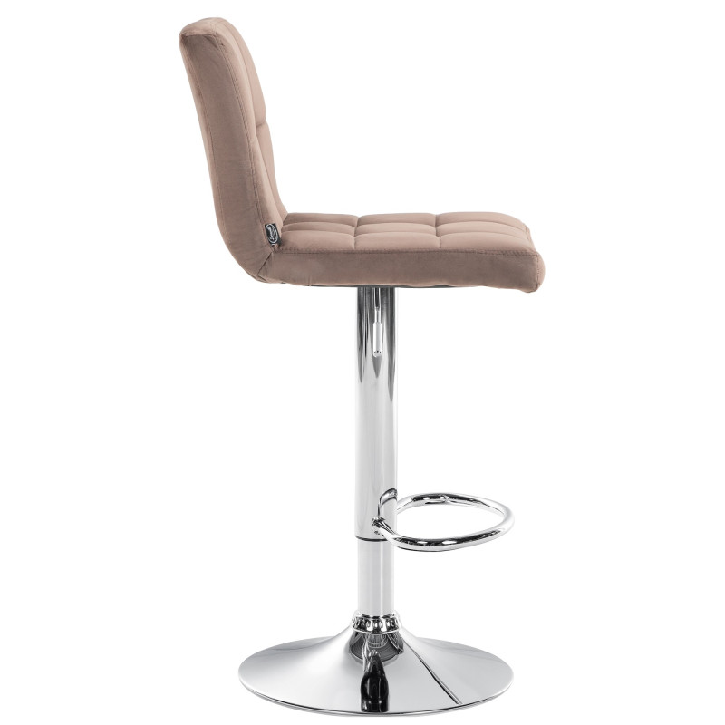 Tabouret de bar Peru, velours, chrome, marron
