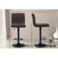 Tabouret de bar Calma, tissu noir/marron