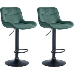 Set di 2 sgabelli da bar Vonore in velluto nero e verde