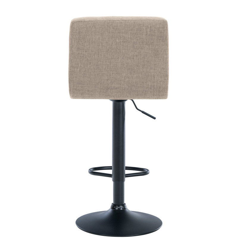 Tabouret de bar Calma, tissu, noir et crème
