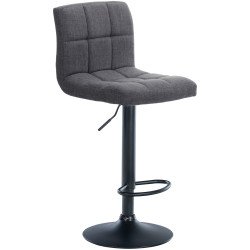 Tabouret de bar Calma, tissu : noir/gris clair