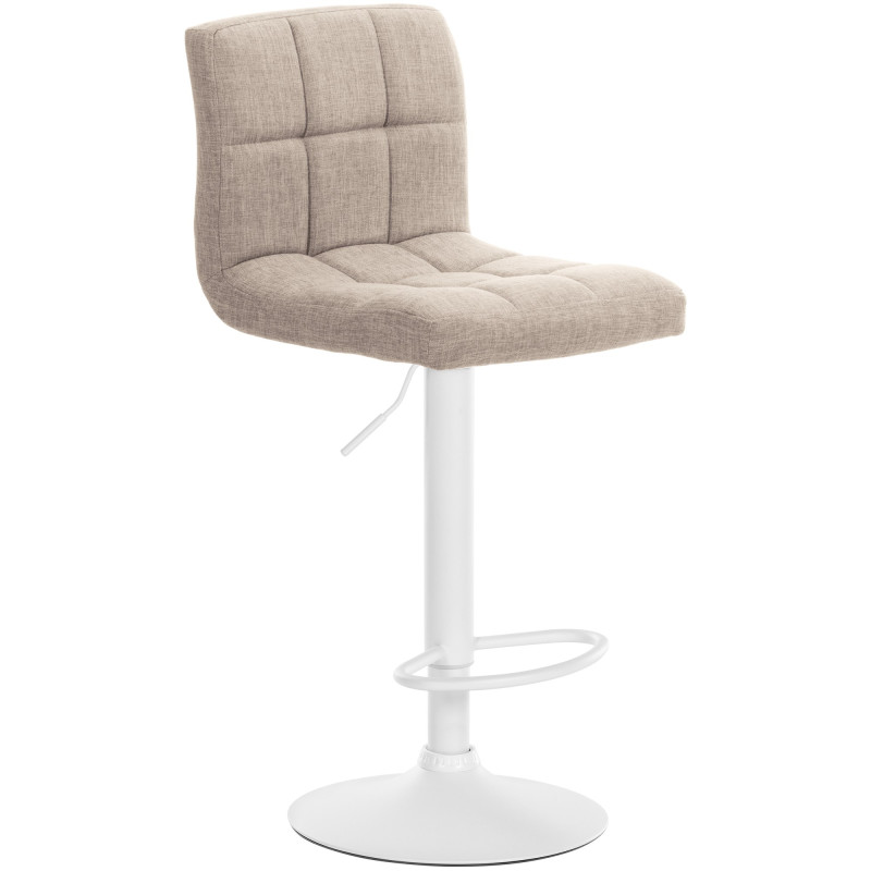 Tabouret de bar Calma, tissu blanc/crème