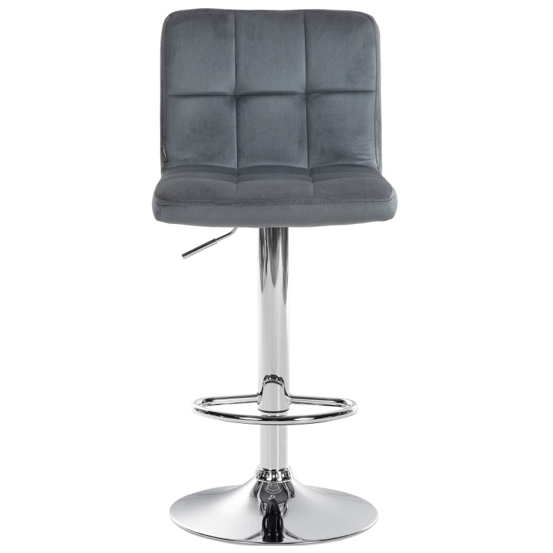 Tabouret de bar Peru, velours, chrome, gris foncé