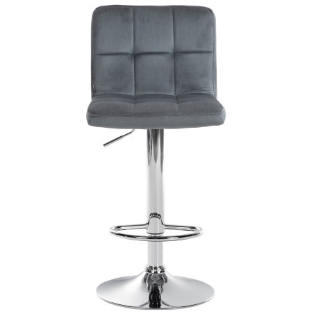 Tabouret de bar Peru, velours, chrome, gris foncé