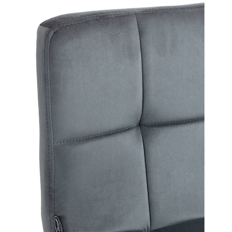 Taburete peruano de bar, terciopelo, cromo, gris oscuro