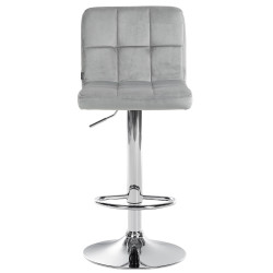 Tabouret de bar Peru, velours, gris chromé