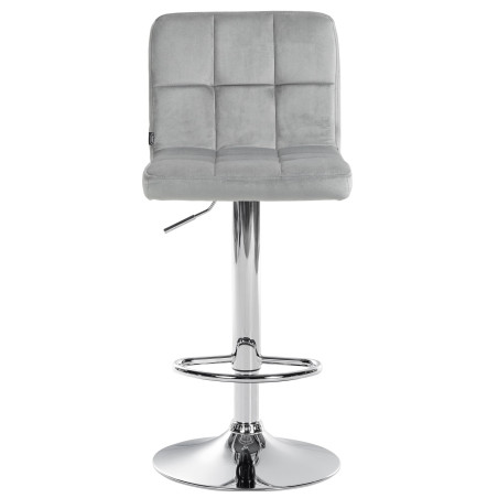 Tabouret de bar Peru, velours, gris chromé