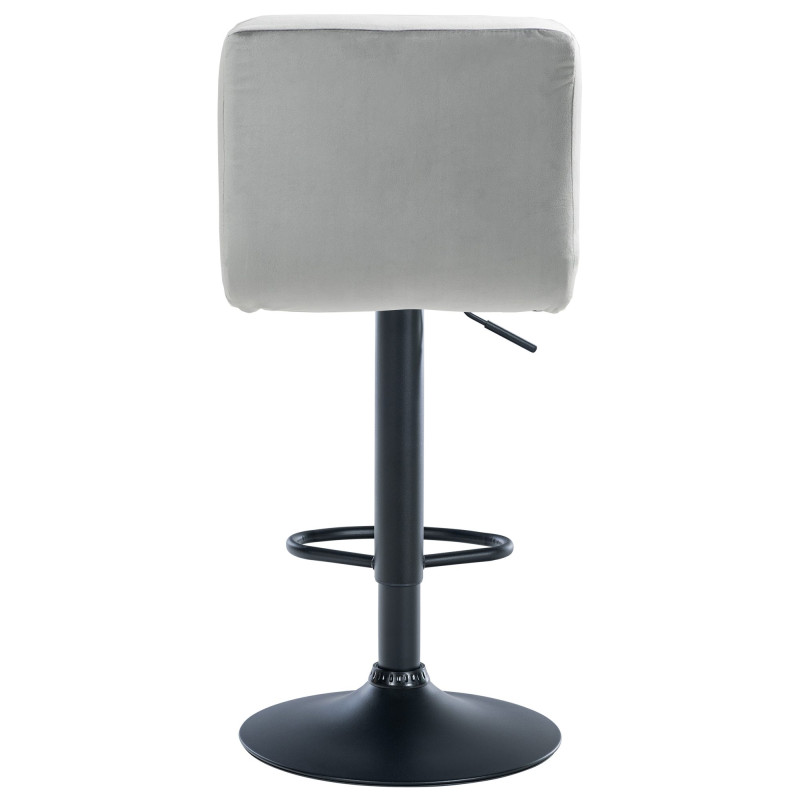 Tabouret de bar Peru, velours, noir et gris
