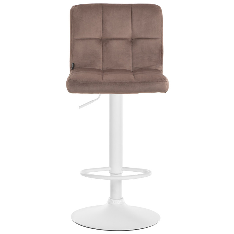 Tabouret de bar Pérou, velours, blanc/marron