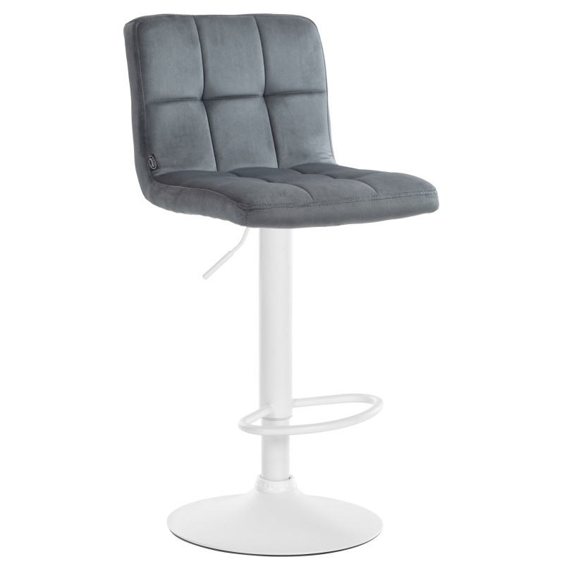 Tabouret de bar Peru, velours, blanc/gris foncé