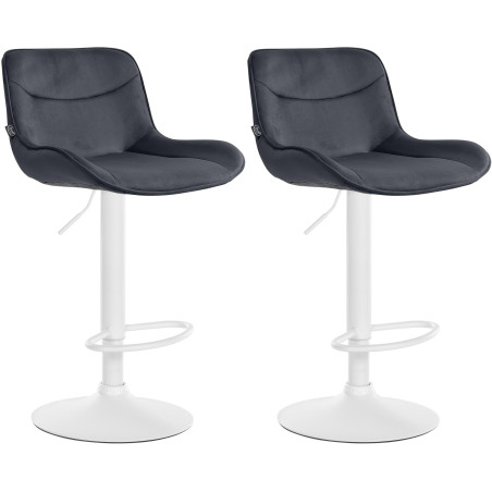 Lot de 2 tabourets de bar Vonore velours blanc noir