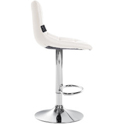 Tabouret de bar Jerry, similicuir, chromé, blanc