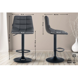 Tabouret de bar Jerry, similicuir, noir/gris