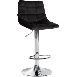 Tabouret de bar Jerry, velours, chrome, noir