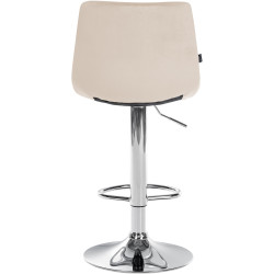 Tabouret de bar Jerry en velours, chrome et crème