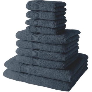 Lot de 4 Serviettes de bain TODAY 30x50 + 4 Serviettes de bain50x90 + 2 Draps de bain 70x130 cm 100% Coton - Denim