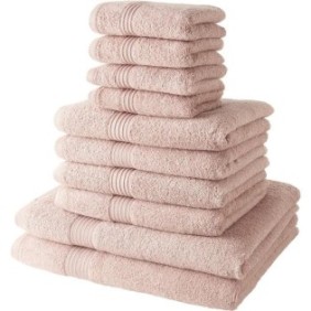 Lot de 4 Serviettes de bain TODAY 30x50 + 4 Serviettes de bain50x90 + 2 Draps de bain 70x130 cm 100% Coton - Rose des sables